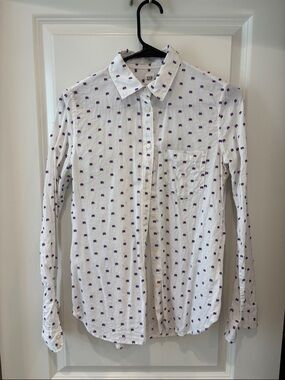 GAP White Button-Down with Pink and Blue Micro Print